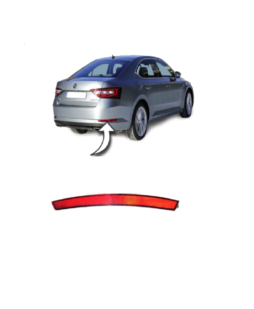 SKODA SÜPERB 2015 - 2020 ARKA TAMPON REFLEKTÖRÜ SAĞ - resim 1